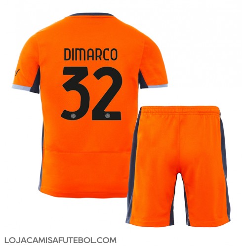 Camisa de Futebol Inter Milan Federico Dimarco #32 Equipamento Alternativo Infantil 2023-24 Manga Curta (+ Calças curtas)